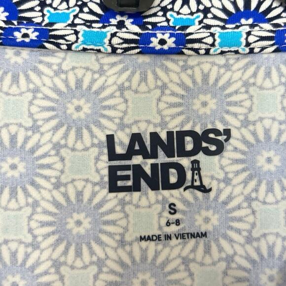 Land’s End Blue Geometric Print 1/4 Zip  Swim Shirt Rashguard UPF 50 Small - Picture 9 of 11